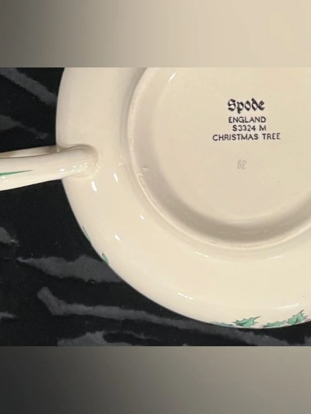 Vintage Spode Christmas Tree Double Handle Cream Soup Bowl Made in England 1988